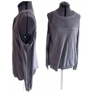 NY&C New York & Co Womens Gray Cold Shoulder Sweater Top Tunic, Size XL
